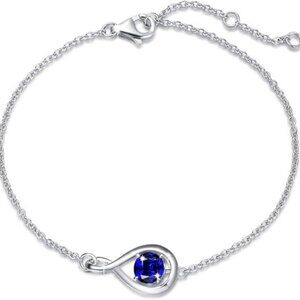 Love Bracelet 925 Sterling Silver Infinity Birthstone Bracelet- Sep Sapphire